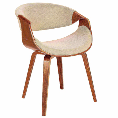 Curvo Dining/Accent Chair In Walnut And Cream Fabric